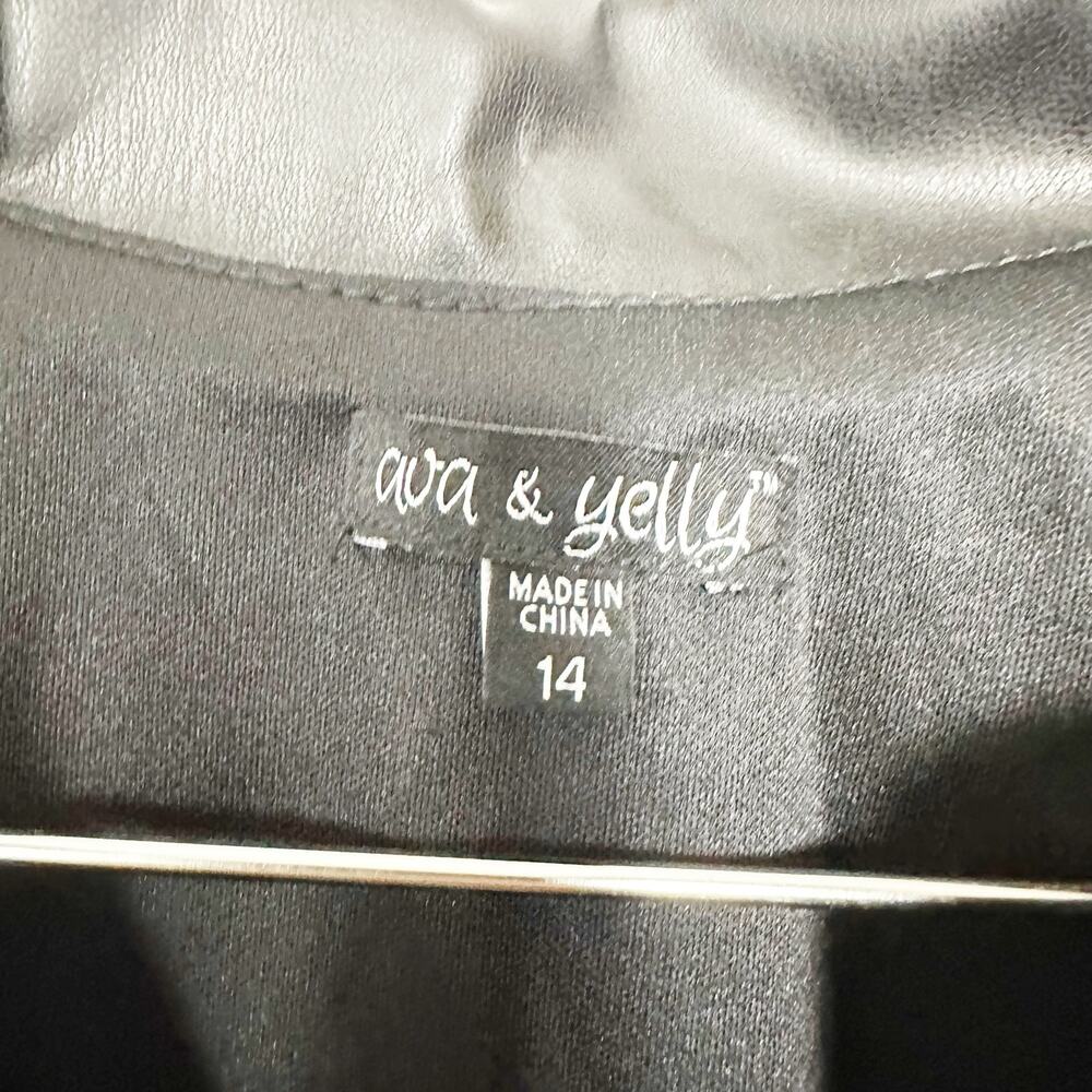 NWT Ava & Yelly Faux Leather Tiered Short Sleeve Dress sz 14 - Picture 4 of 7